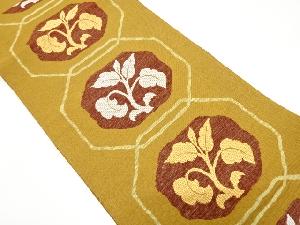 アンティーク　幾何学に草葉模様織り出し名古屋帯(着用可)